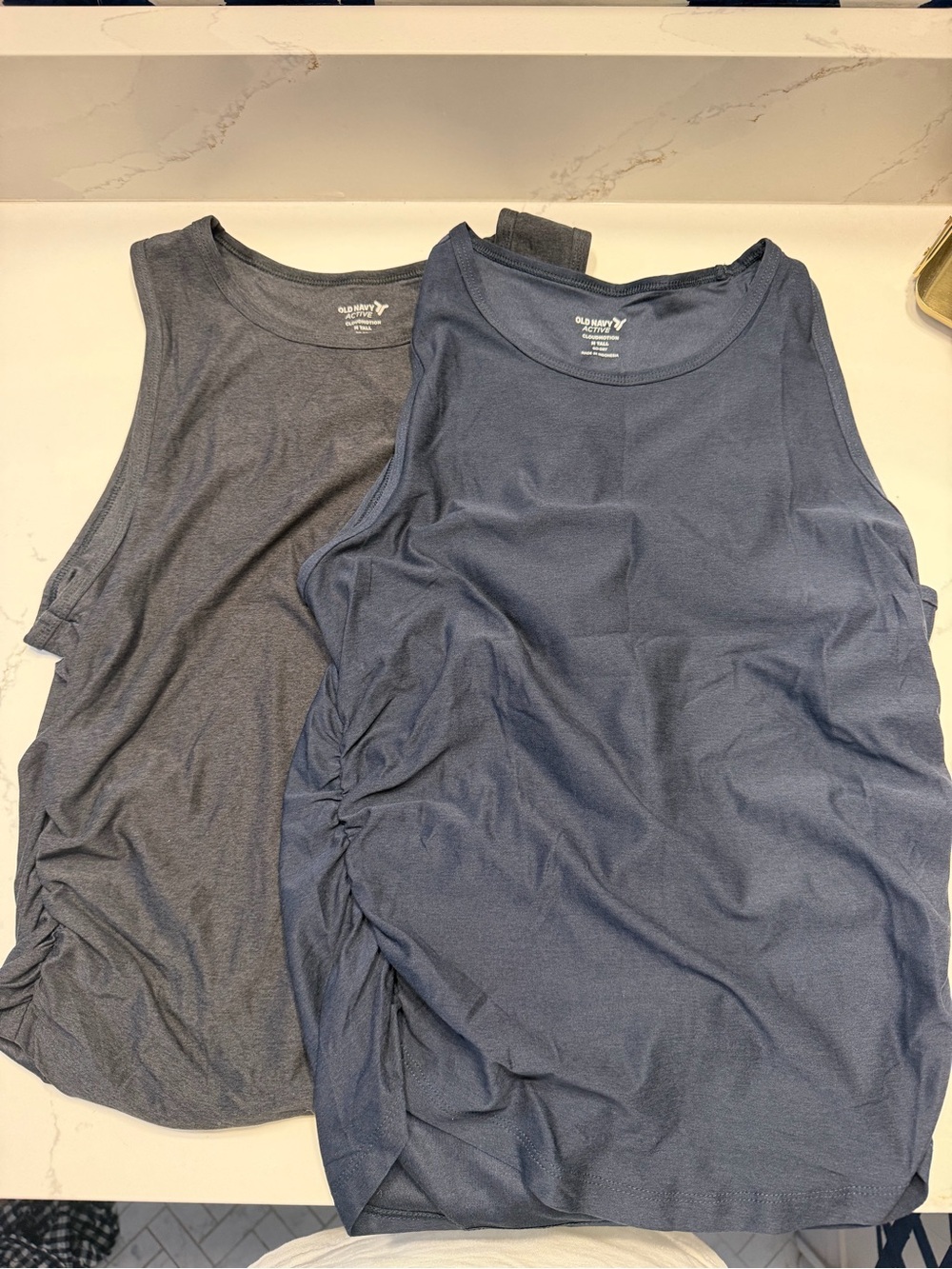 Old Navy Sleeveless Ruched Tank Tops - Navy & Gray